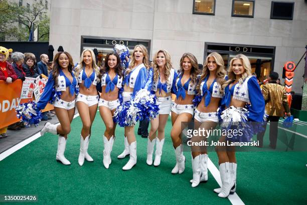Savannah Guthrie, Jenna Bush and the Dallas Cowboy cheerleaders attend the Halloween show on "Today" at Rockefeller Plaza on October 29, 2021 in New...