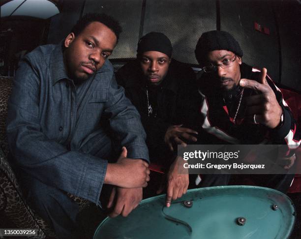 Hip hop group Slum Village photographed at the Key Club in 2000 in West Hollywood, California.