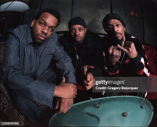 Hip hop group Slum Village photographed at the Key Club in 2000 in West Hollywood, California.
