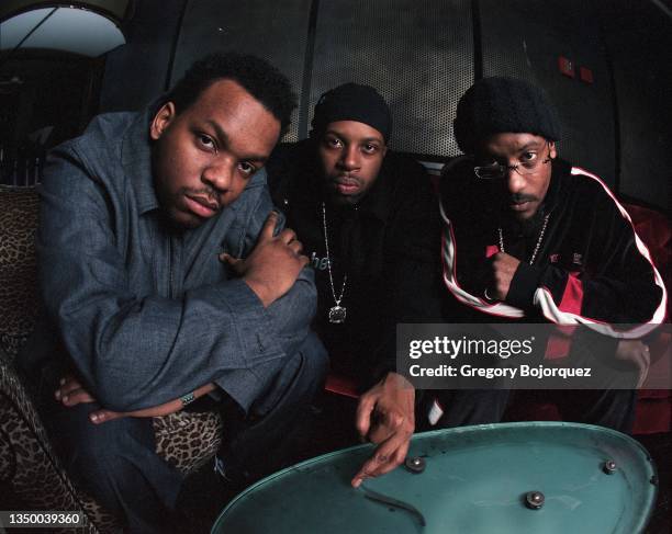 Hip hop group Slum Village photographed at the Key Club in 2000 in West Hollywood, California.