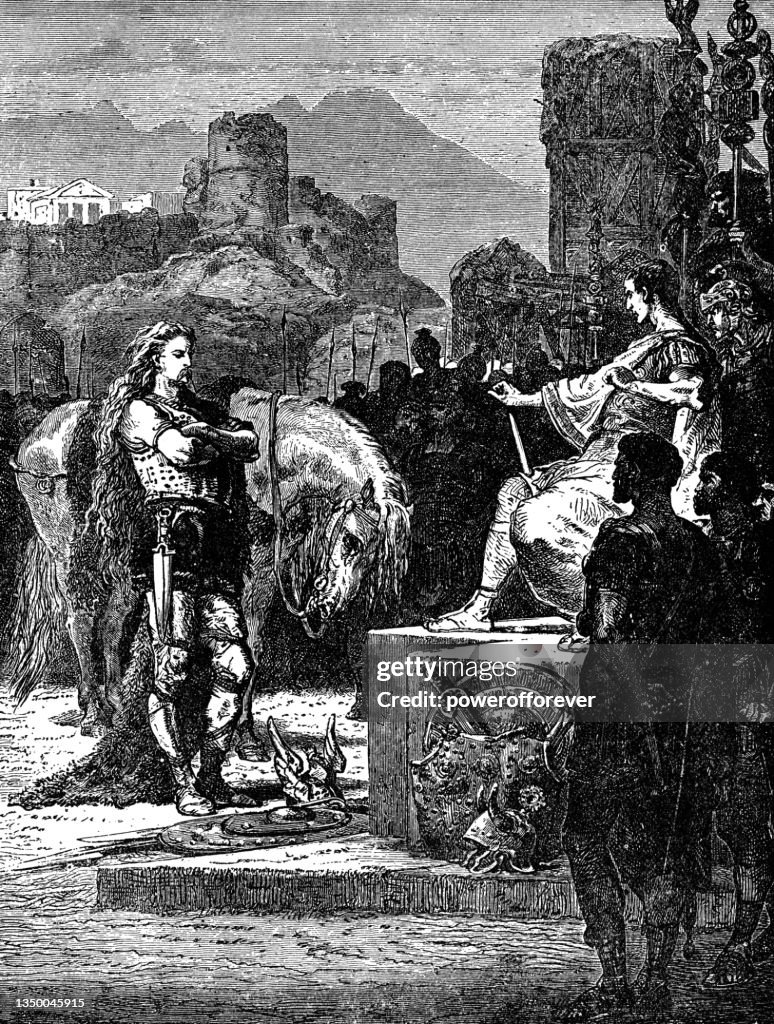 Vercingetorix Gives Himself Up to Caesar, Painting by Alphonse de Neuville - 19th Century