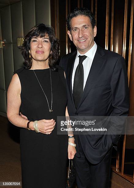 Christiane Amanpour and James Rubin attend the after party for the premiere of "In the Land of Blood and Honey" at the The Standard Hotel Rooftop on...