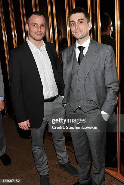 Milos Timotijevic and Boris Ler attend the after party for the premiere of "In the Land of Blood and Honey" at the The Standard Hotel Rooftop on...