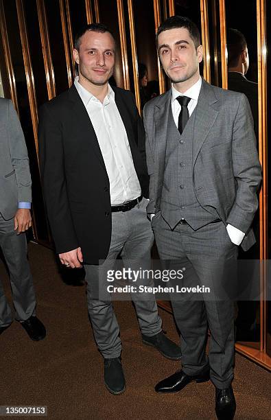 Milos Timotijevic and Boris Ler attend the after party for the premiere of "In the Land of Blood and Honey" at the The Standard Hotel Rooftop on...