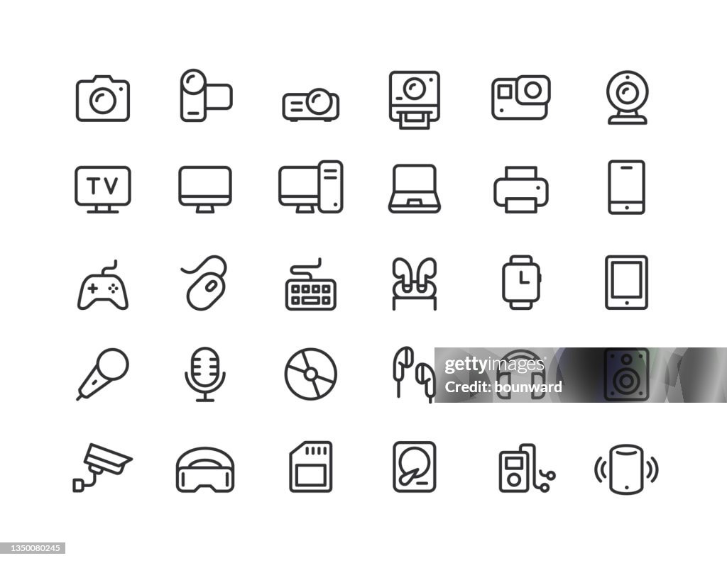 Dispositivos Iconos de línea Trazo editable