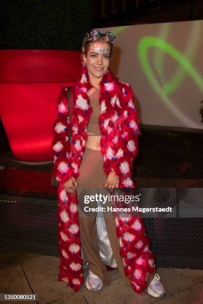 Vanessa Fischer, sister of Cathy Hummels, poses during a launch event for Hye at Lucky Who on October 29, 2021 in Munich, Germany.