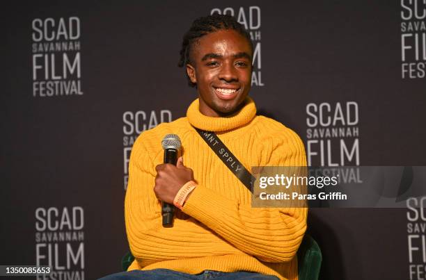 Caleb McLaughlin attends the Entertainment Weekly's Breaking Big event during the 24th SCAD Savannah Film Festival on October 29, 2021 in Savannah,...