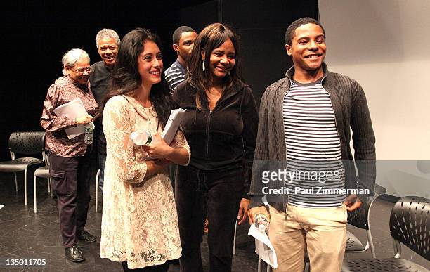 Marisol Sacramento, Tonya Pinks and Dante Clark attend the Sundance Institute Screenplay Reading of Keith Davis' "The American People" at the 52nd...