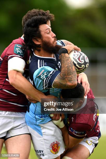 Rene Ranger of Northland looks to offload the ball during the round nine Bunnings NPC match between Southland and Northland at Rugby Park Stadium, on...