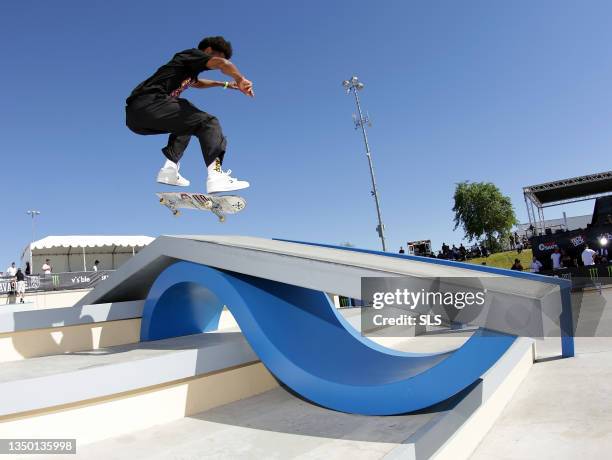 Dominick Walker competes in the Mens preliminaries during the SLS Championship Tour: Lake Havasu at Rotary Park on October 29, 2021 in Lake Havasu...