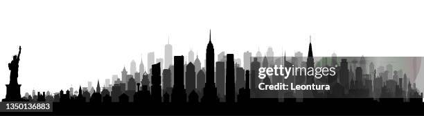 stockillustraties, clipart, cartoons en iconen met new york city silhouette (all buildings are moveable and complete) - chrysler building