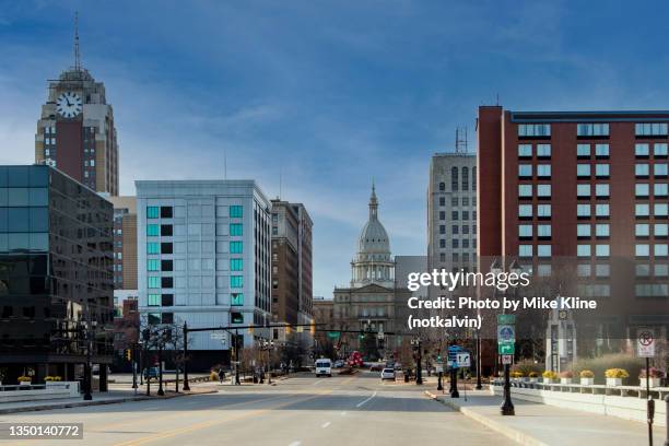 grand river to the capitol - lansing, michigan - michigan stock pictures, royalty-free photos & images