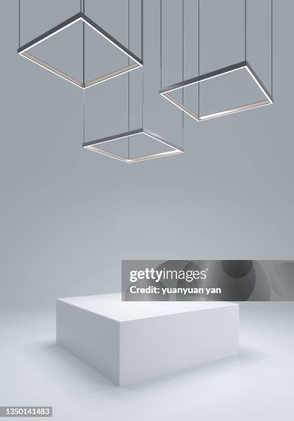 3d rendering exhibition background - white lamp foto e immagini stock