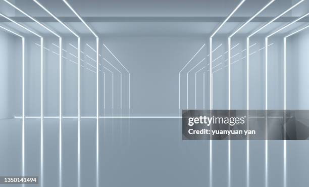 3d rendering exhibition background - neon line stock pictures, royalty-free photos & images