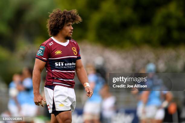 Isaac Te Tamaki of Southland looks on during the round nine Bunnings NPC match between Southland and Northland at Rugby Park Stadium, on October 30...