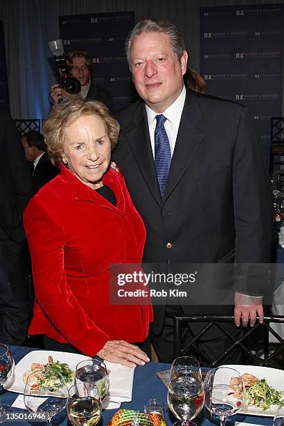 Ethel Kennedy and Al Gore attend the Robert F. Kennedy Center for Justice and Human Rights 2011 Ripple of Hope Awards dinner at Pier Sixty at Chelsea...