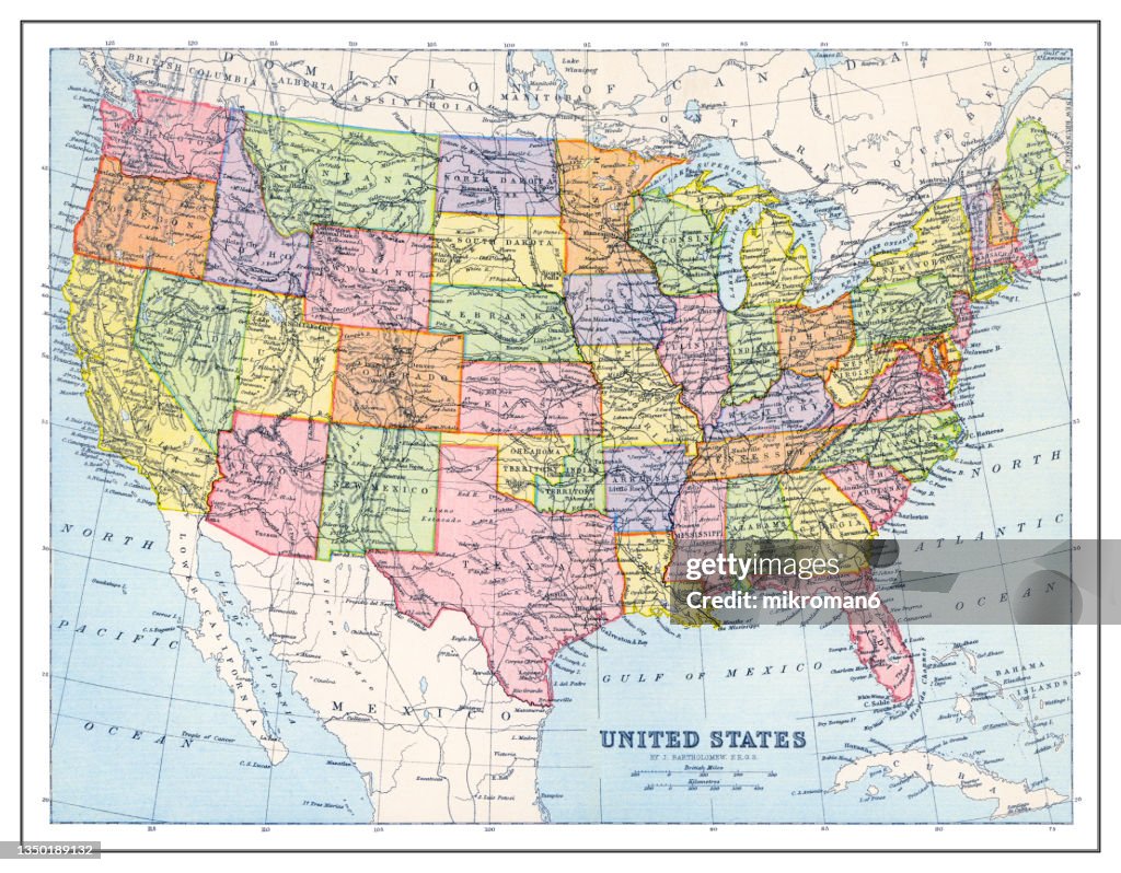 Old map of United States