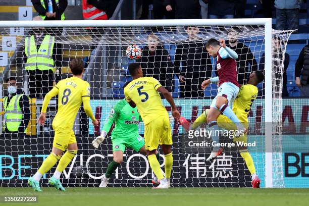 Matthew Lowton of Burnley scores their team's second goal during the Premier League match between Burnley and Brentford at Turf Moor on October 30,...