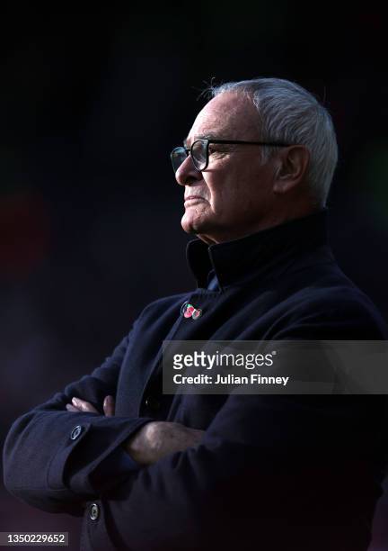 Claudio Ranieri, Manager of Watford FC looks on during the Premier League match between Watford and Southampton at Vicarage Road on October 30, 2021...