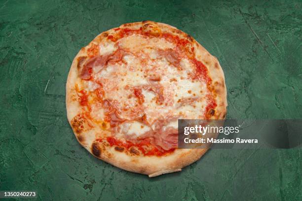 pizza margherita with ham - cheese pizza stock pictures, royalty-free photos & images
