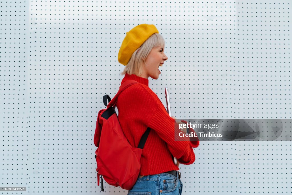 Female University student shouting