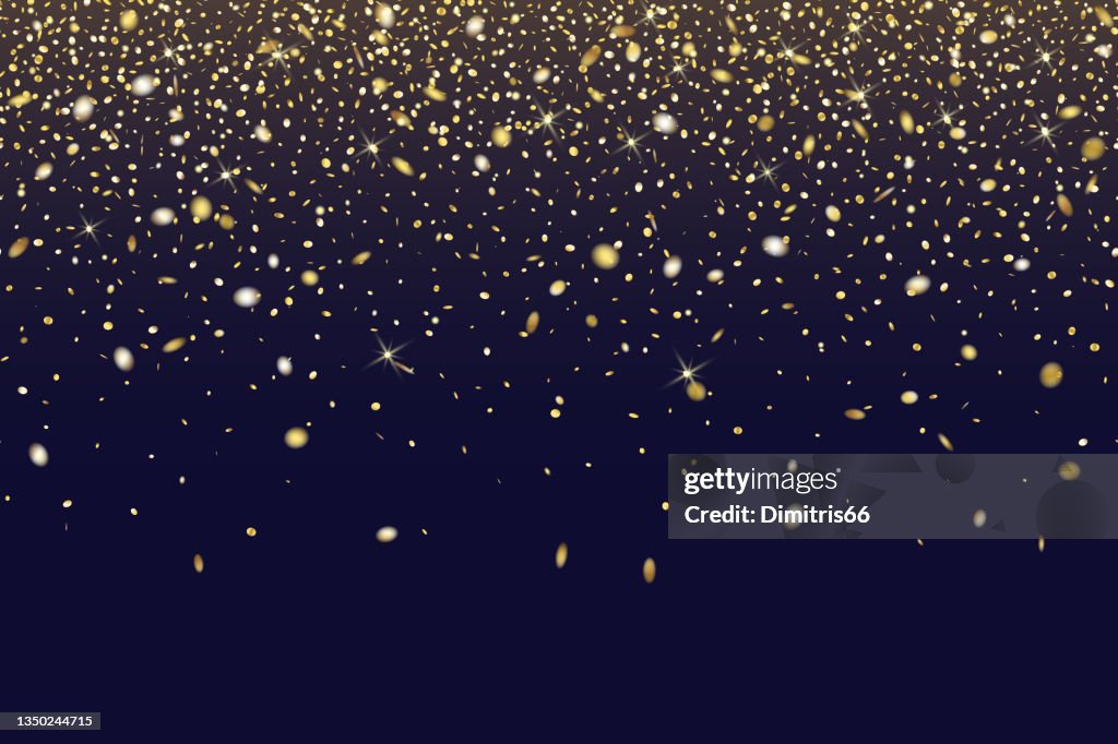 Falling gold glitter seamless dark background. Can be used for Holiday, any celebration or party, Christmas, New Year, Valentine’s Day, National Holiday, etc.