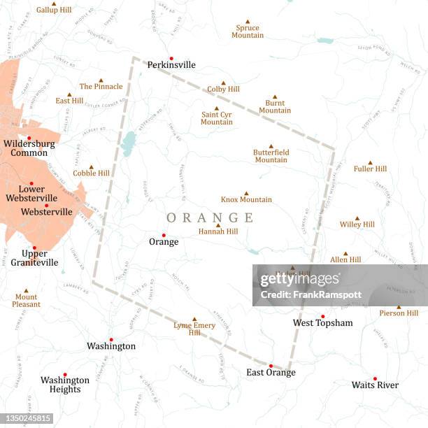 vt orange orange vector road map - devon stock illustrations