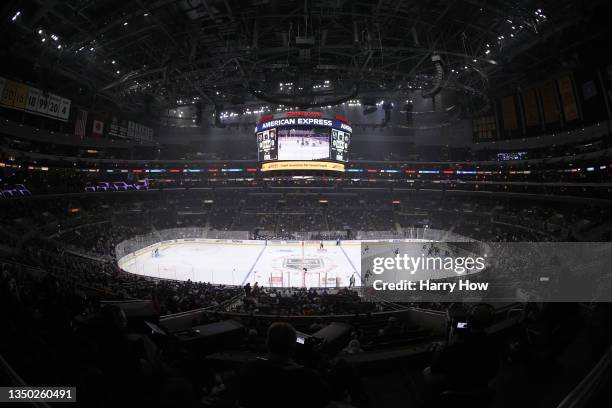 General view of the ice as the Winnipeg Jets play the Los Angeles Kings at Staples Center on October 28, 2021 in Los Angeles, California.