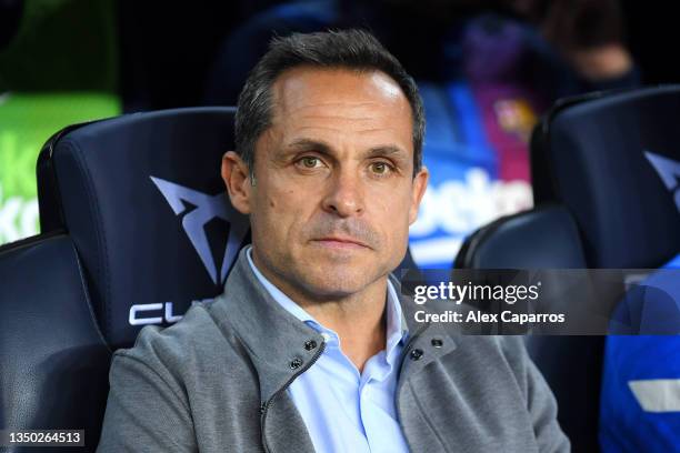 Sergi Barjuan. Interim Head Coach of FC Barcelona looks on prior to the LaLiga Santander match between FC Barcelona and Deportivo Alaves at Camp Nou...