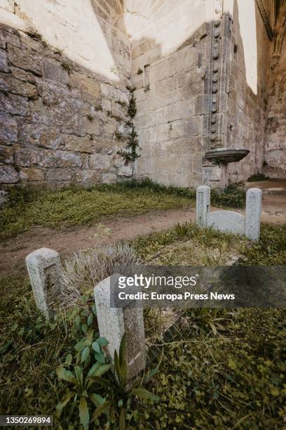 Stones belonging to the cemetery of Santa Mariña de Dozo, on 22 October, 2021 in Cambados, Pontevedra, Galicia, Spain. This cemetery of the town of...