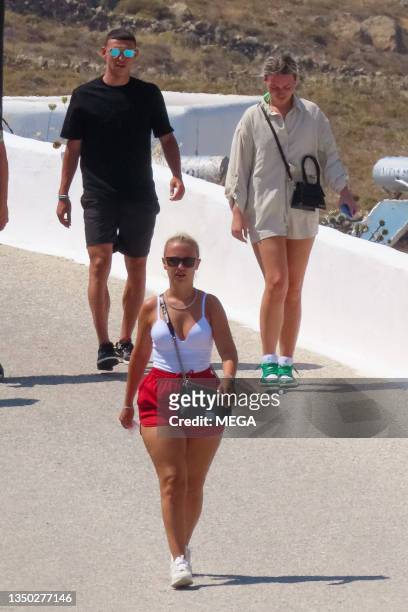 Phil Foden and Rebecca Cooke are seen in Mykonos, Greece.
