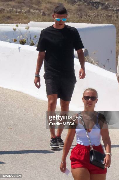 Phil Foden and Rebecca Cooke are seen in Mykonos, Greece.