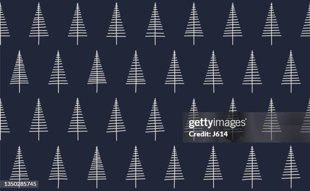 stockillustraties, clipart, cartoons en iconen met seamless abstract pine trees doodle pattern - wandelen bos