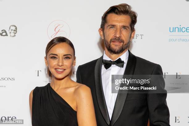 María Laura Corradini Falomir a.k.a. 'Chenoa' and Miguel Sanchez Encinas attend the photocall during the Global Gift Gala 2021 at Four Seasons Hotel...