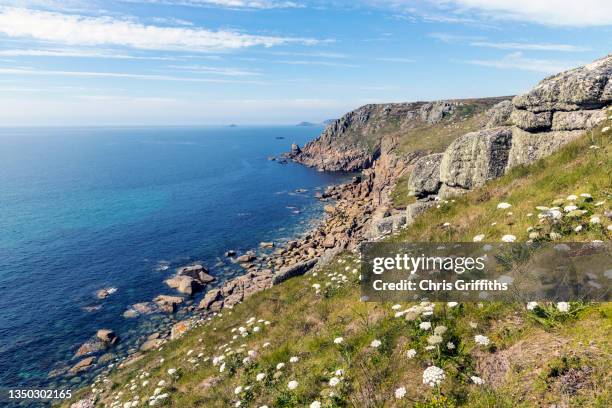 landscape surrounding land's end, cornwall, england, united kingdom - cornwall england stock pictures, royalty-free photos & images