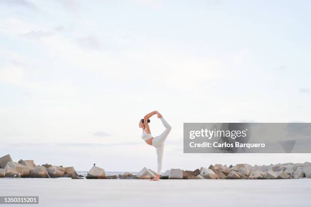 beautiful performance of a yoga intructor. - self discipline imagens e fotografias de stock