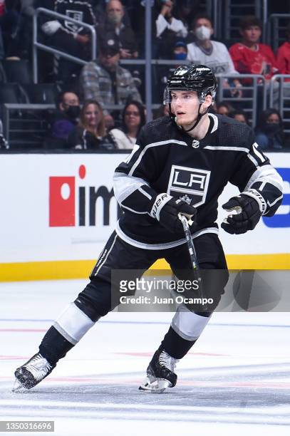 Lias Andersson of the Los Angeles Kings skates on the ice during the third period against the Montreal Canadiens at STAPLES Center on October 30,...