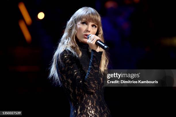 Taylor Swift performs onstage during the 36th Annual Rock & Roll Hall Of Fame Induction Ceremony at Rocket Mortgage Fieldhouse on October 30, 2021 in...