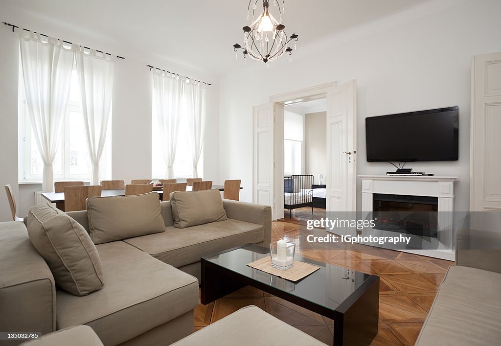 Modern living room in contemporary style apartment