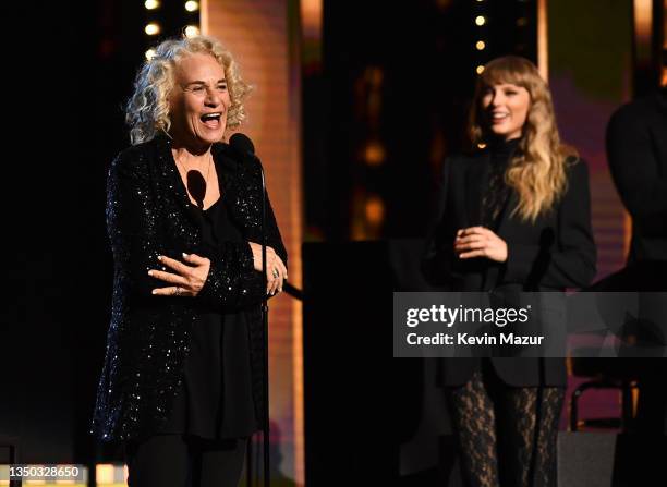 Inductee Carole King speaks onstage during the 36th Annual Rock & Roll Hall Of Fame Induction Ceremony at Rocket Mortgage Fieldhouse on October 30,...