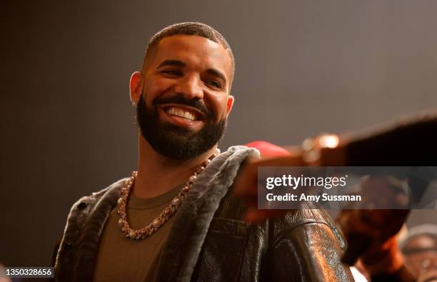 Drake speaks onstage during Drake's Till Death Do Us Part rap battle on October 30, 2021 in Long Beach, California.