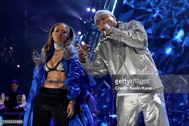 Jennifer Lopez and LL Cool J perform onstage during the 36th Annual Rock & Roll Hall Of Fame Induction Ceremony at Rocket Mortgage Fieldhouse on...