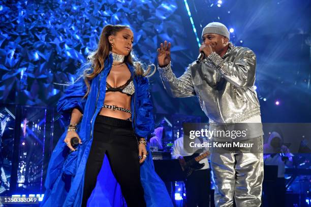 Jennifer Lopez and LL Cool J perform onstage during the 36th Annual Rock & Roll Hall Of Fame Induction Ceremony at Rocket Mortgage Fieldhouse on...