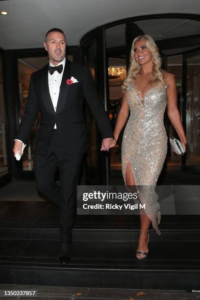 Paddy and Christine McGuinness seen leaving Pride of Britain Awards at Grosvenor House on October 30, 2021 in London, England.