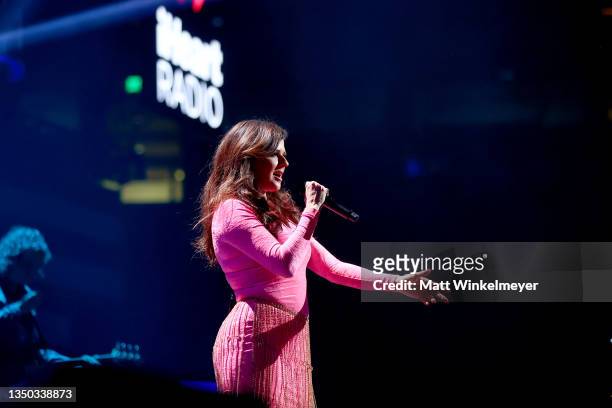 Karen Fairchild of Little Big Town performs onstage during the 2021 iHeartCountry Festival Presented By Capital One at The Frank Erwin Center on...