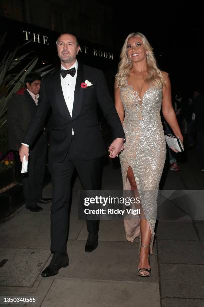 Paddy and Christine McGuinness seen leaving Pride of Britain Awards at Grosvenor House on October 30, 2021 in London, England.