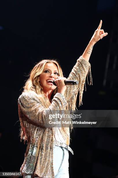 Carly Pearce performs onstage during the 2021 iHeartCountry Festival Presented By Capital One at The Frank Erwin Center on October 30, 2021 in...