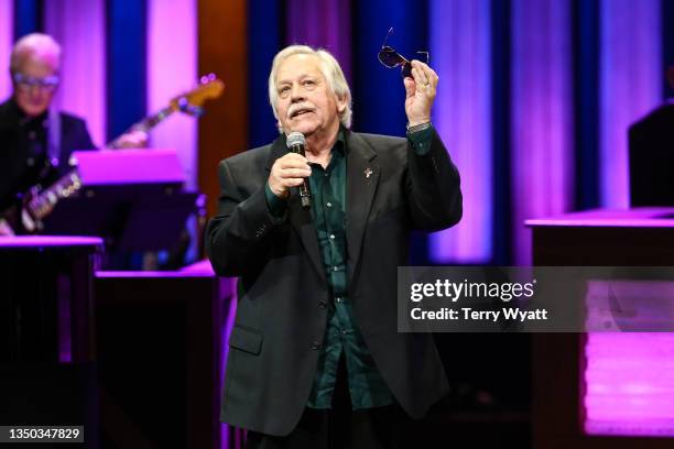 John Conlee performs on stage during the Grand Ole Opry's 5000th Show at The Grand Ole Opry on October 30, 2021 in Nashville, Tennessee.