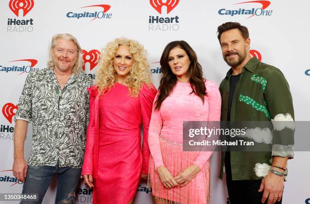 Phillip Sweet, Kimberly Schlapman, Karen Fairchild, and Jimi Westbrook of Little Big Town arrive to the 2021 iHeartCountry Festival - Press Room held...