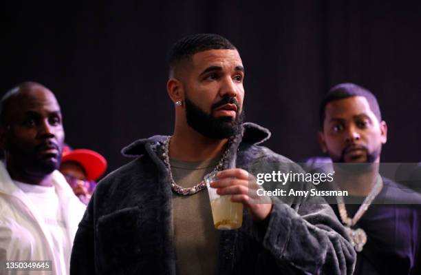 Drake attends Drake's Till Death Do Us Part rap battle on October 30, 2021 in Long Beach, California.